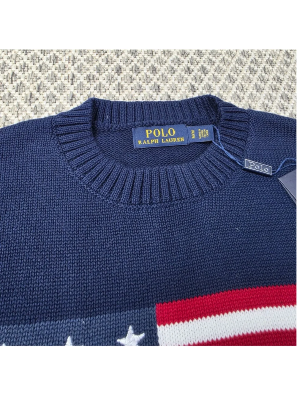 NWT Polo Ralph Lauren Men’s M American Flag Cotton Cashmere Sweater Vest Navy